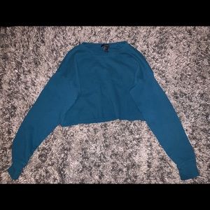 Blue long sleeve crop top